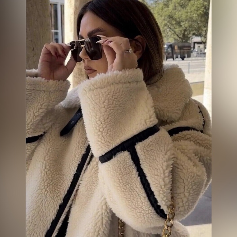 ZARA FAUX FUR BIKER JACKET